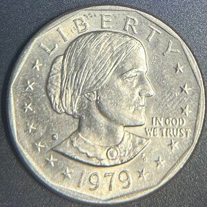 1979 D Susan B Anthony Dollar RARE Error Filled D Dot FG Error & E Pluribus Dot